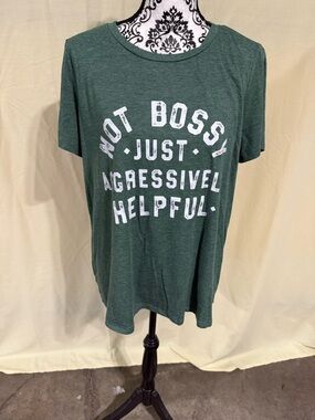 SHEIN Women’s Green Graphic Tee - Not Bossy Just Aggressively Helpful